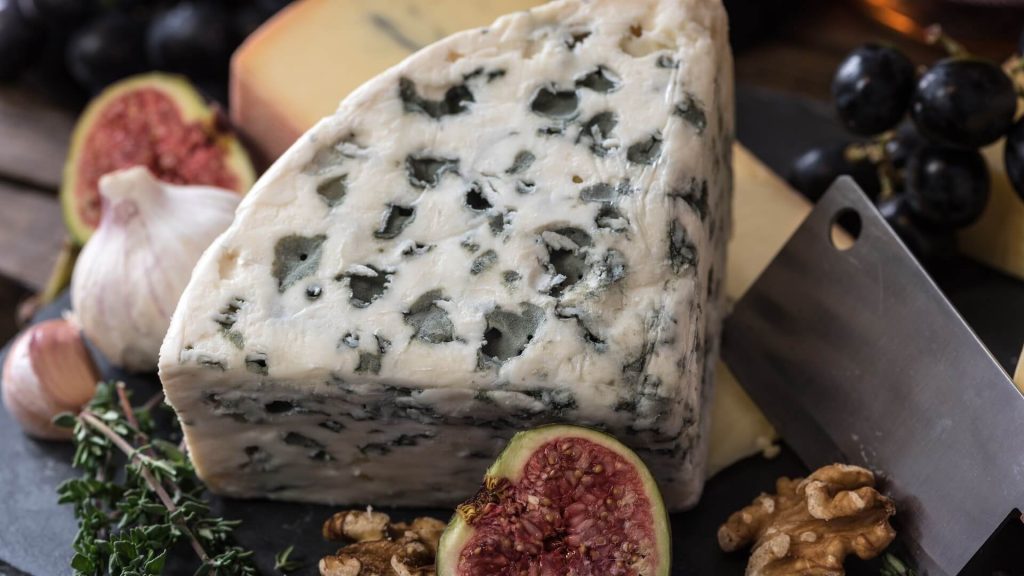 Delicious piece of blue cheese.