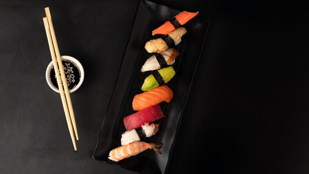 Assortment of delectable sushi rolls.